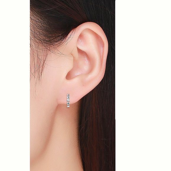 Rose Gold Small‎ Huggie Hoop Earrings With Australian Crystals - Picture 3 of 3